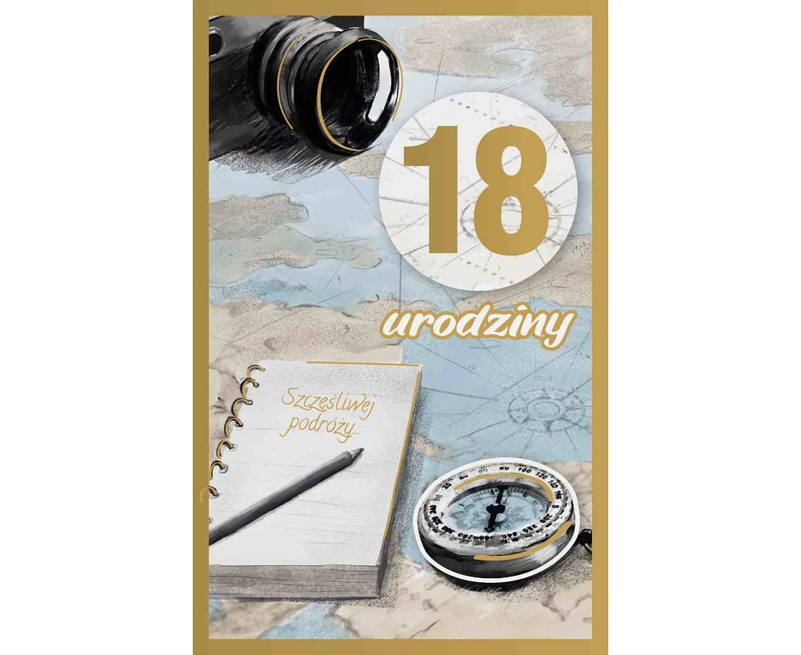 Birthday Card 18th Birthday, Notebook, compass, 13x20,5 cm